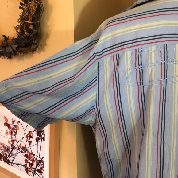 FUBU Size Large Button-Front Embroidered Logo on Back Striped Summer Spring - Picture 6 of 13